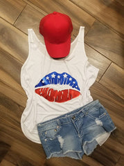 Metallic America Flag Lips Shirt