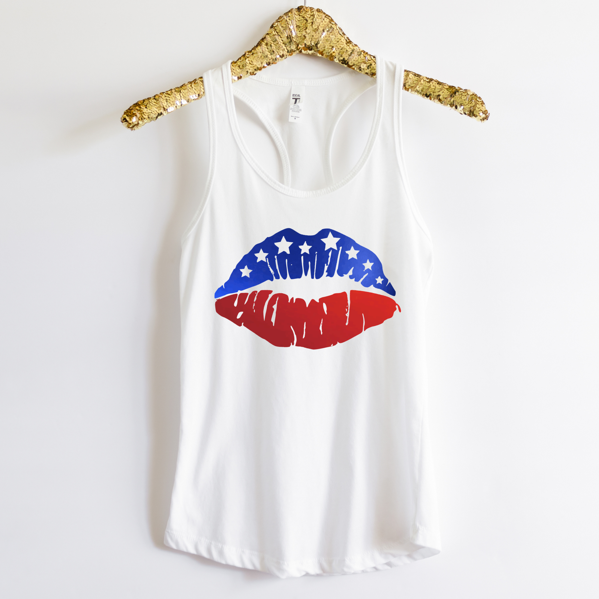 Metallic America Flag Lips Shirt
