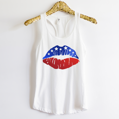 Metallic America Flag Lips Shirt