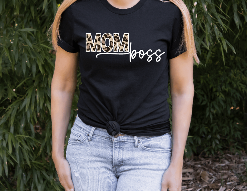 Customizable Mom Boss Leopard Print Shirt