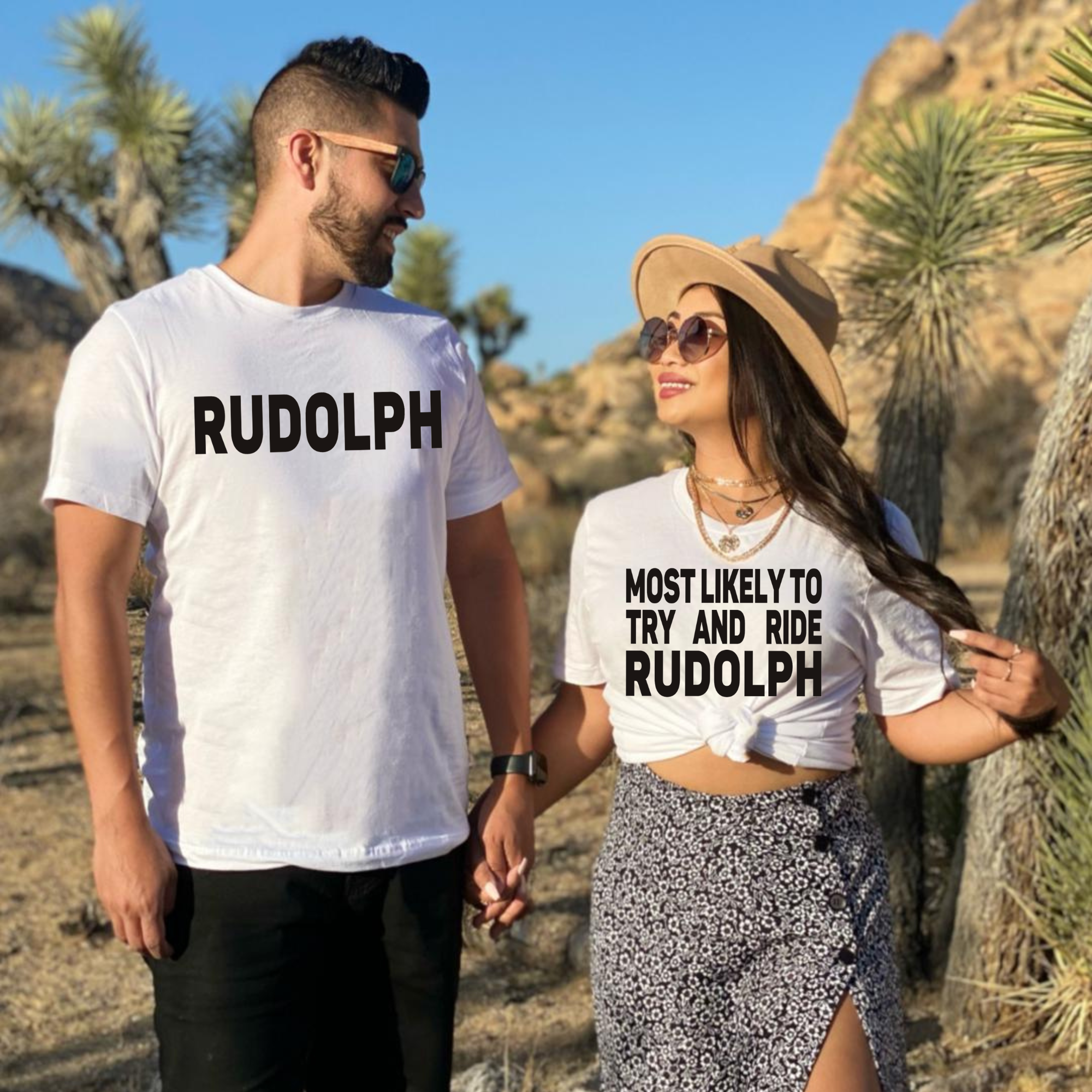 Most Likely To Try And Ride Rudolph and Rudolph Matching Christmas Tee Set