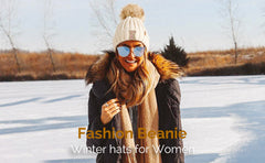 Chenille Letter Patch Beanie with Removable Faux Fur Pom