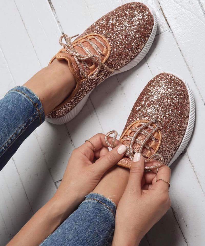 Rose Gold Glitter Glam Sneakers