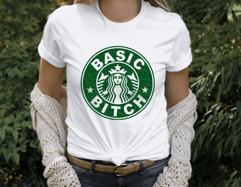 Starbucks Basic Bitch Glitter Shirt