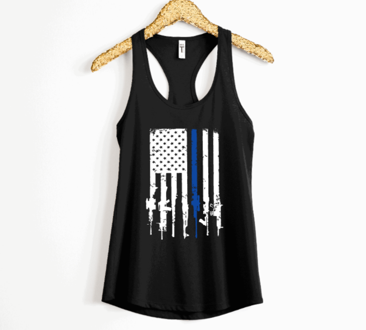 Thin Blue Rifle Flag Shirt