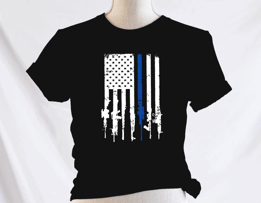 Thin Blue Rifle Flag Shirt