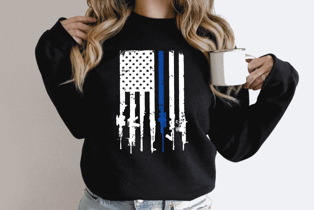 Thin Blue Rifle Flag Shirt