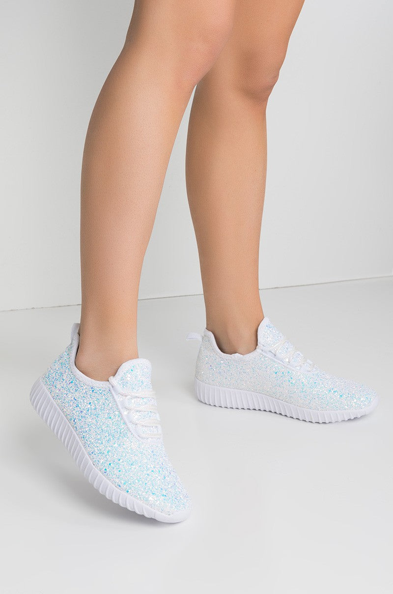 White Glitter Glam Sneakers