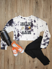 There's Some Horrors in This House Tie Dye Cropped Sweatshirt