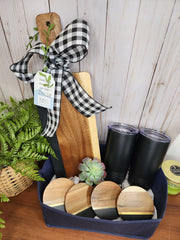 Custom Closing Gift Set- Black Acopa Marble and Acacia Wood