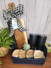 Custom Closing Gift Set- Black Acopa Marble and Acacia Wood