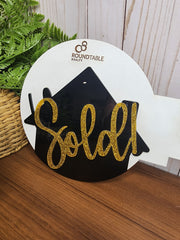 Sold Realtor Key Sign with Glitter Accents