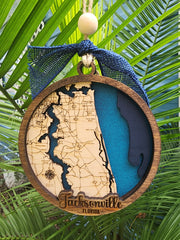 Jacksonville St Johns River Layered 3D Map Ornament