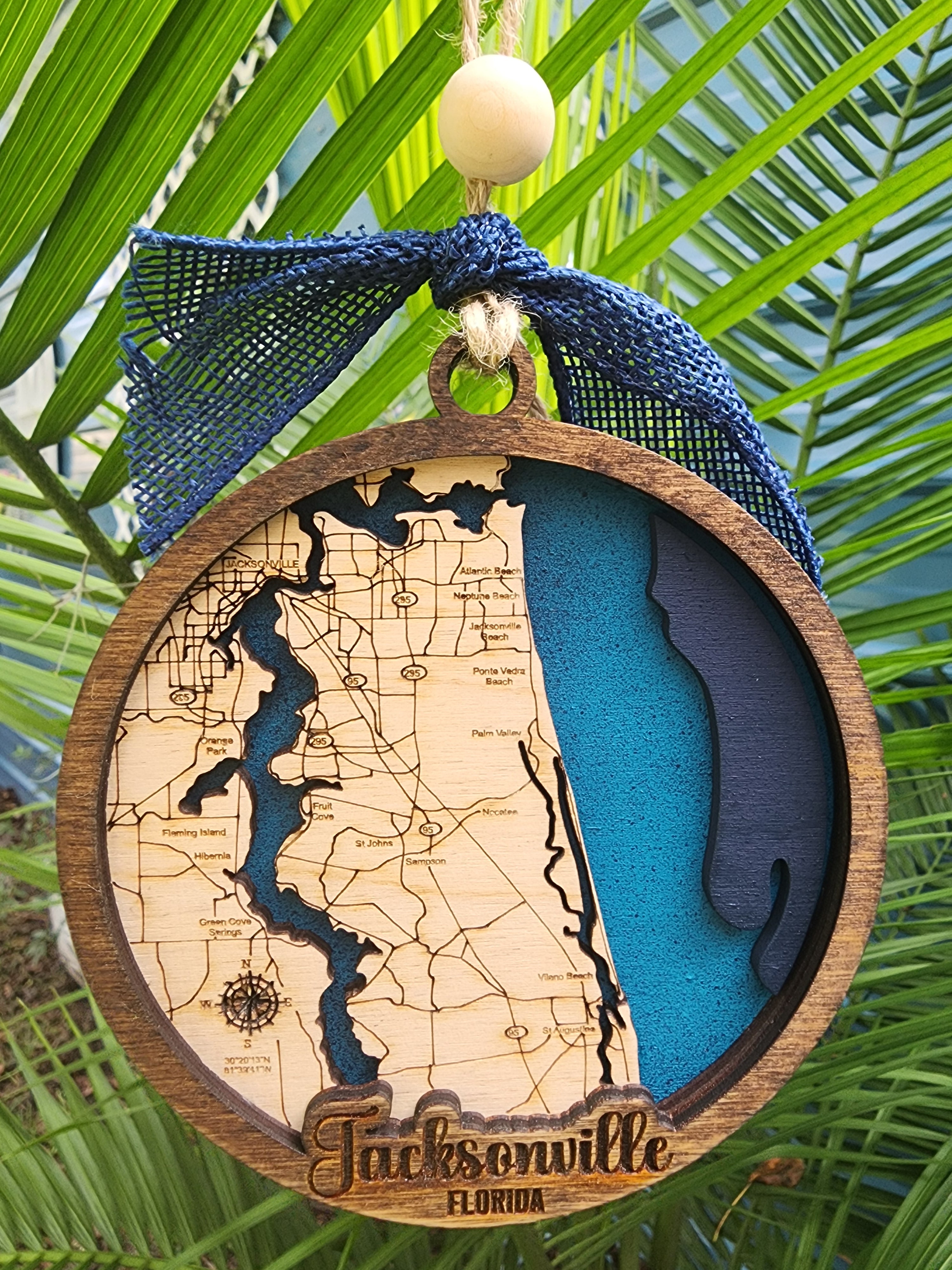 Jacksonville St Johns River Layered 3D Map Ornament