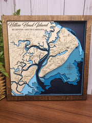 Hilton Head Island Layered 3D Wood Map