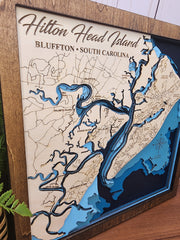 Hilton Head Island Layered 3D Wood Map