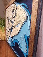 Hilton Head Island Layered 3D Wood Map