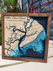 Hilton Head Island Layered 3D Wood Map