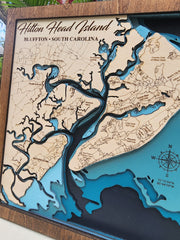 Hilton Head Island Layered 3D Wood Map