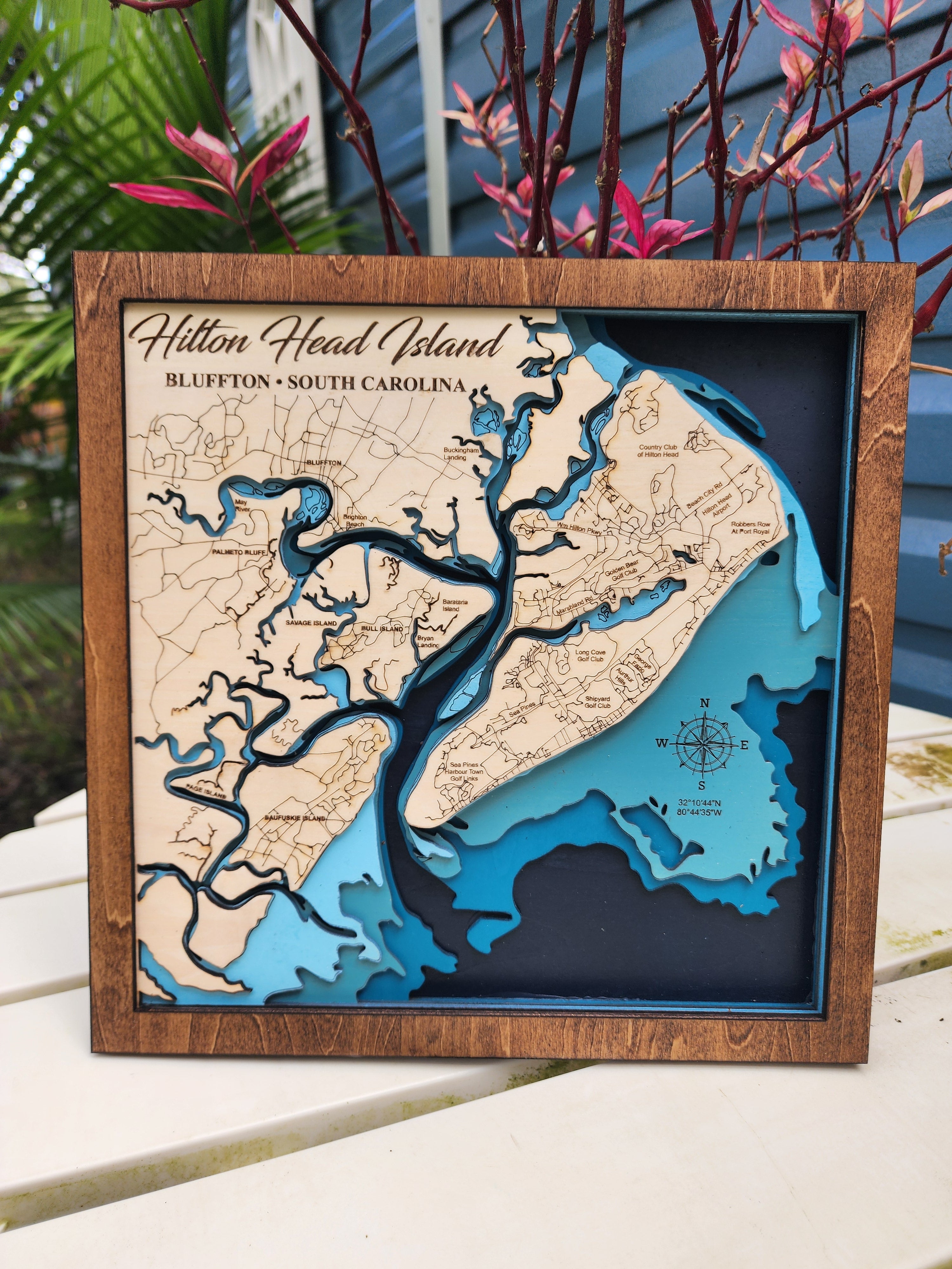 Hilton Head Island Layered 3D Wood Map