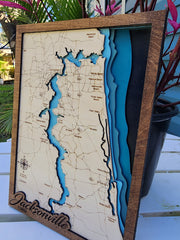 Jacksonville St Johns River Layered 3D Wood Map