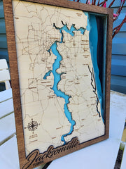 Jacksonville St Johns River Layered 3D Wood Map