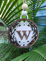 Christmas Boho Rattan Monogram Ornament