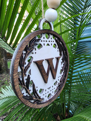 Christmas Boho Rattan Monogram Ornament