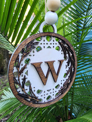 Christmas Boho Rattan Monogram Ornament