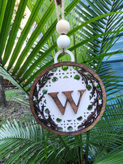 Christmas Boho Rattan Monogram Ornament