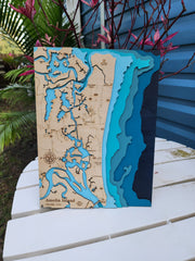 Amelia Island Layered 3D Wood Map