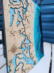 Amelia Island Layered 3D Wood Map