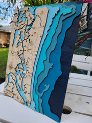 Amelia Island Layered 3D Wood Map