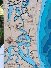 Amelia Island Layered 3D Wood Map