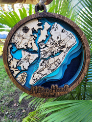 Hilton Head Island Layered 3D Map Ornament