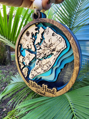 Hilton Head Island Layered 3D Map Ornament