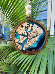 Hilton Head Island Layered 3D Map Ornament