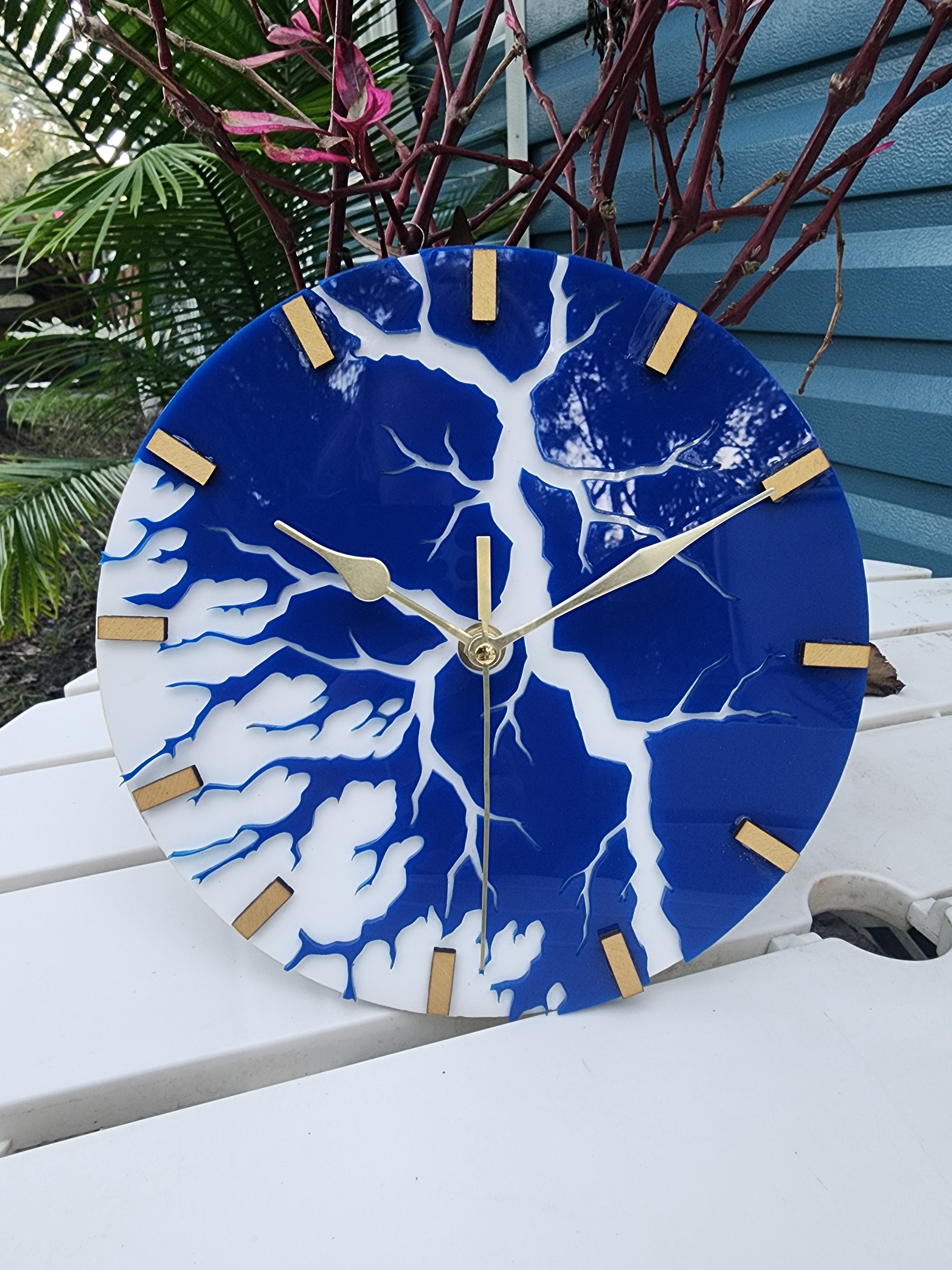 Blue and Gold River Clock