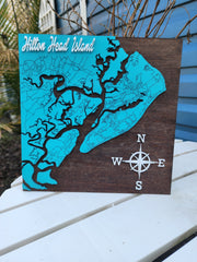 Hilton Head Island Layered 3D Wood Map