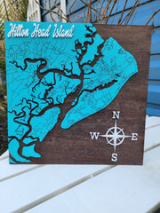 Hilton Head Island Layered 3D Wood Map