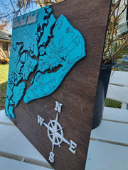 Hilton Head Island Layered 3D Wood Map