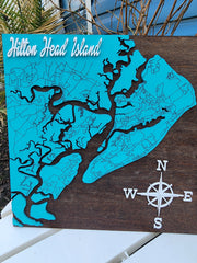 Hilton Head Island Layered 3D Wood Map