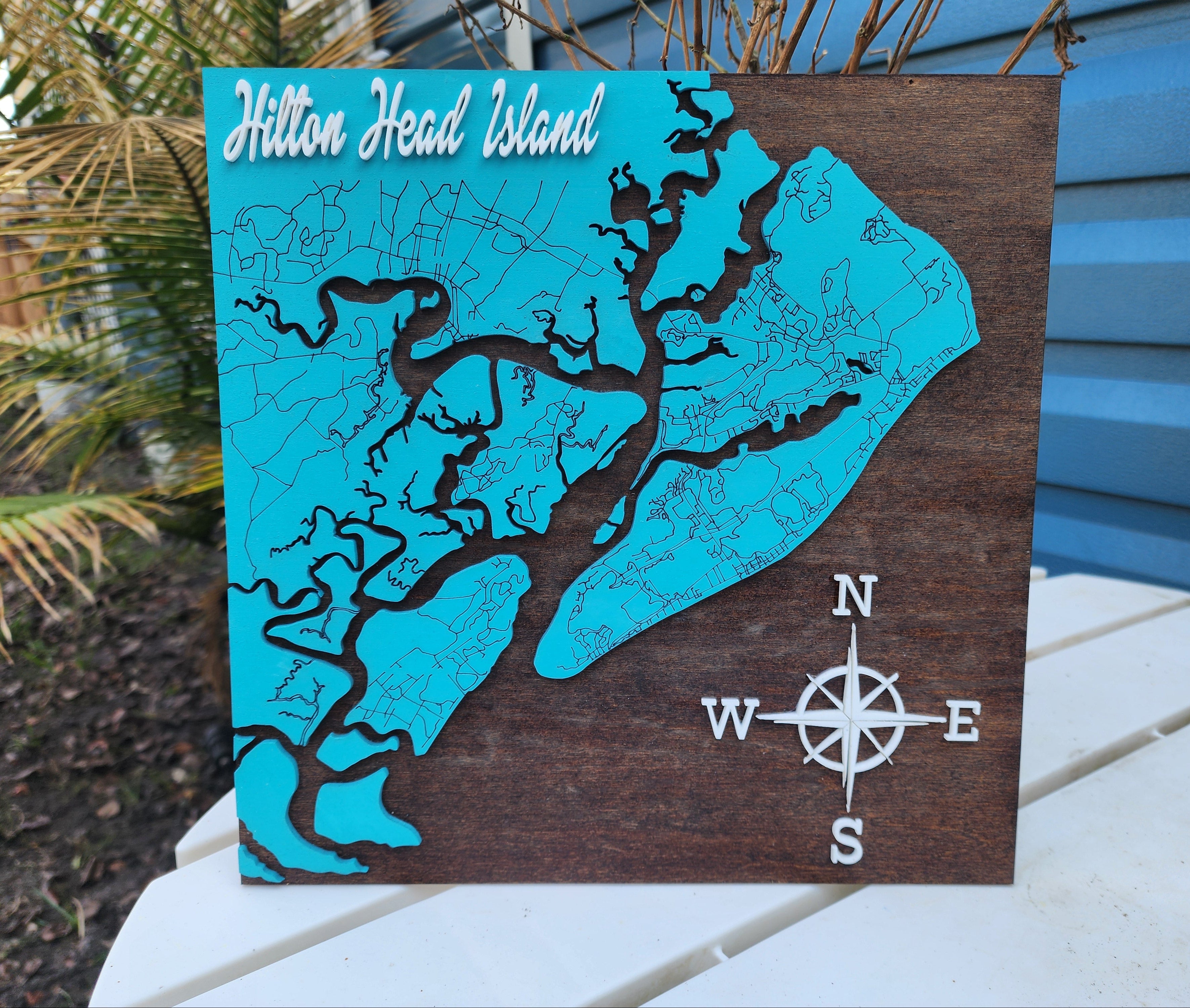 Hilton Head Island Layered 3D Wood Map