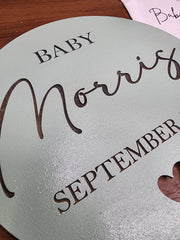 Custom Laser Engraved Baby Announcement Sign