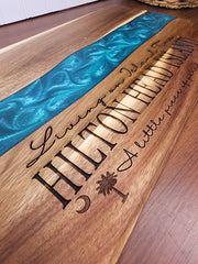 Living on Island Time Customized Blue Resin Serving/Charcuterie Board