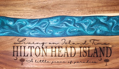 Living on Island Time Customized Blue Resin Serving/Charcuterie Board