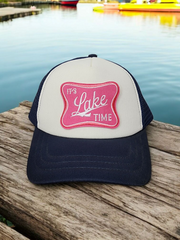 It's Lake Time Flat Bill Snapback Trucker Patch Hat