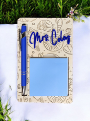 Custom Beach Themed Sticky Note Holder & Pen Set
