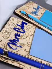Custom Beach Themed Sticky Note Holder & Pen Set