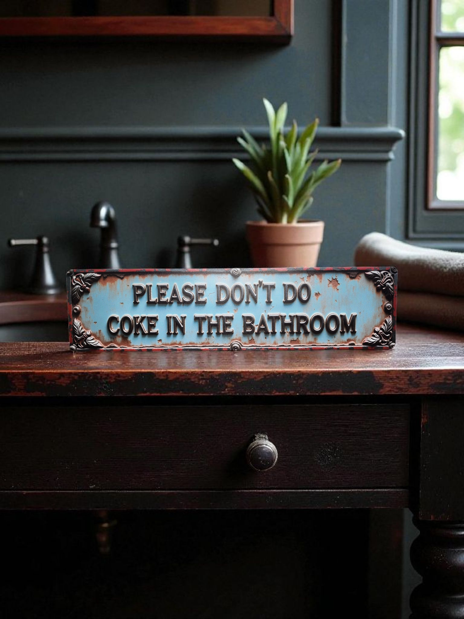 Please Don't Do Coke in the Bathroom Sign